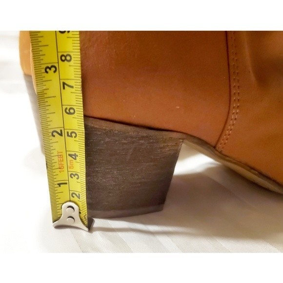 Heeled Ankle Boots zipperd Elegant Tan Suede Leather Style READ - Picture 10 of 15